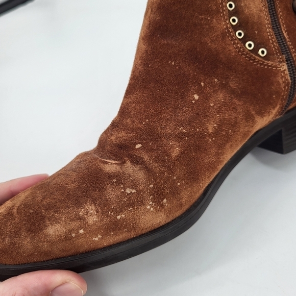 Kanna Genuine Suede Leather Chelsea Ankle Booties Side Zip Tan Brown Size 40 9 - Picture 9 of 10